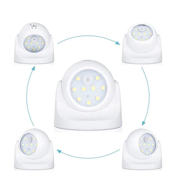 9 LED-uri de Mișcare Detectează Lumina Pridvor Senzor Wireless de Securitate Perete Lumina Reflectoarelor cu Baterii PIR Auto ON/OFF Lampa de Noapte