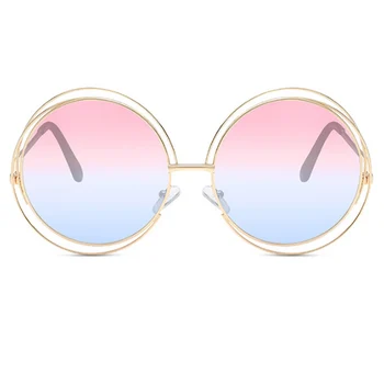 ALOZ MICC Brand Supradimensionat ochelari de Soare Rotund Femei de Moda de Înaltă Calitate din Aliaj de Gol Cadru Ochelari de Soare UV400 Doamna Ochelari Q172