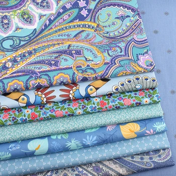 Chainho,Albastru Florale de Serie,Imprimat Diagonal Tesatura de Bumbac,Mozaic Pânză Pentru DIY Quilting de Cusut pentru Copii și Copilului Lenjerii de pat de Material