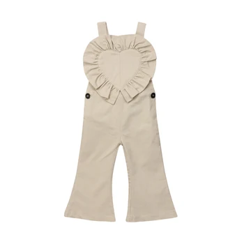 Copii Fete Solid Salopete Pantaloni Fetita Inima Clopot-Fund Volane Inimile Romper Salopeta Tinutele de 1-6M Îmbrăcăminte