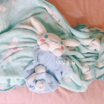 Desene animate Flanel Pătură Cinnamoroll Pătură Japoneză Pătură, Sac de Păpușă de Pluș de Dormit Pătura Pat Canapea decor Acasă