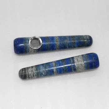 En-gros de cristal Natural de piatra Lapis lazuli Baghetă Magică Conductă de Fumat Tigara Conducta de Vindecare Cu Filtru de Metal