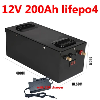 GTK Impermeabil Lifepo4 12V 200AH litiu capacitate baterie 100A BMS 4S pentru invertor de 1200W EV barca de Pescuit elice +Incarcator de 10A