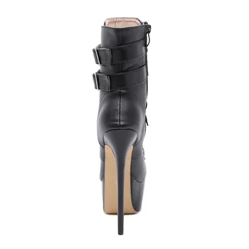 PU Piele Tocuri inalte Cizme Glezna 16,5 cm Subliniat Toe Tocuri de Toamna Iarna pentru Femei Pantofi de Moda Fermoar Lateral Cizme Negre Platforma