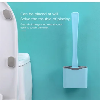 Silicon WC, Perie Wc cu Cap Plat Flexibil Peri Moi Perie Cu Uscare Rapidă Titularul Set de Curățare Perii Pentru WC Accesorii