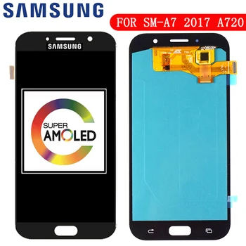 Super AMOLED LCD Pentru Samsung Galaxy A7 2017 A720 A720F SM-A720F Display LCD Touch Screen Digitizer Asamblare