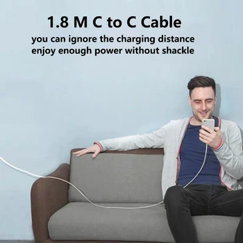 USB de Tip C, Cablu 1.8 M 5.9 ft USB 5A E-MARK PD100W încărcare rapidă Aplicabile pentru MacBook Carte iPad PD 30W 61W 87W 91W adaptor de alimentare