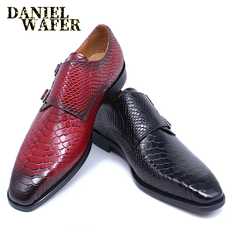 unstable machine Morse code Cumpara De lux barbati mocasini piele de sarpe printuri casual pantofi din  piele dublu cataramă de metal aluneca pe roșu birou negru rochie de mireasa  pantofi pentru bărbați | Pantofi Pentru Bărbați ~