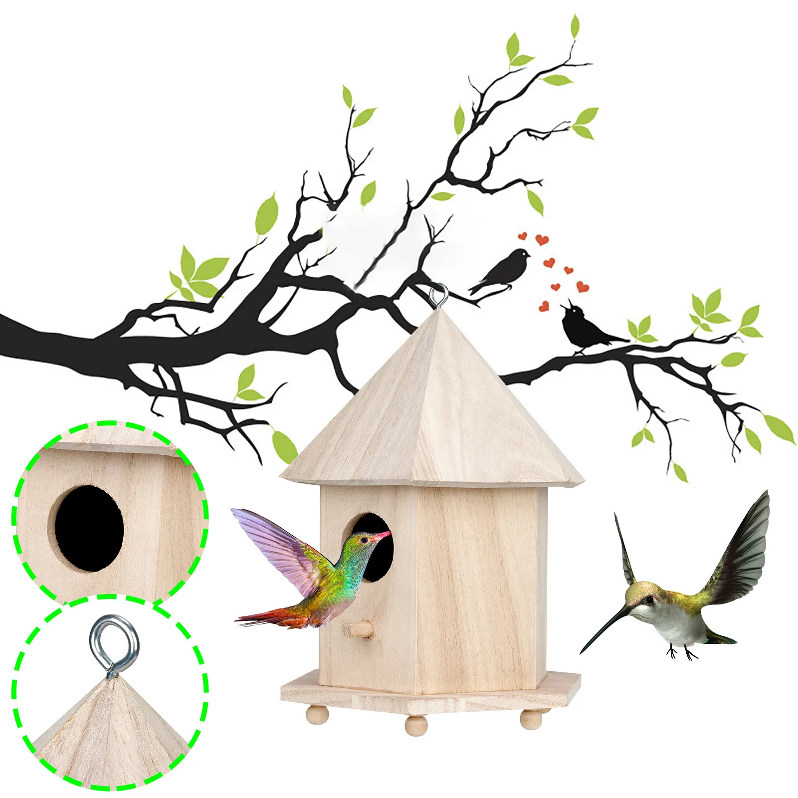 Immorality extinction interface Cumpara Pasăre de lemn casa cuiburi cutie agățat cuiburi de păsări acasă  decoratiuni de gradina colivii pentru exterior colivie accesorii | Mall ~  Funkit.ro