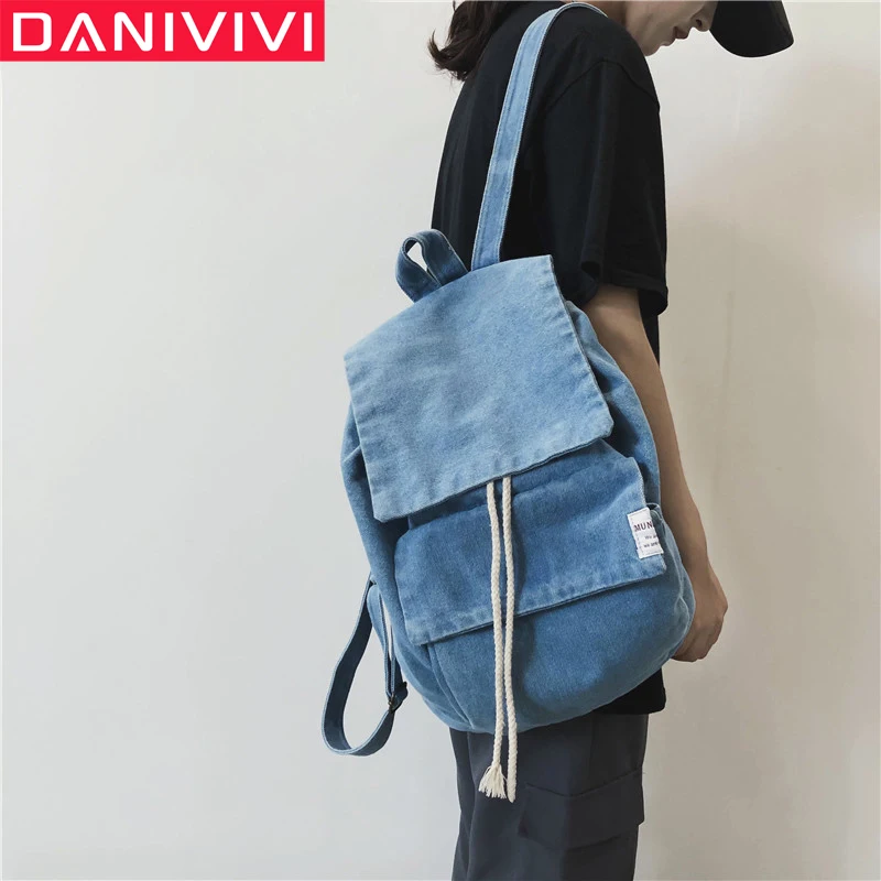 Cumpara denim femei de capacitate geantă de umăr rucsac de călătorie blugi casual bagpack școală saci de designer mochila feminina | Femei Genti ~ Funkit.ro