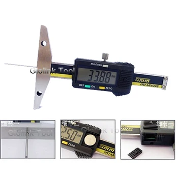 0-50mm*2mm Digital, limitator de Adâncime Cu Tijă Subțire Electronice benzii de Rulare Adâncime Indicator Digital de Adâncime Manometre Cu Tijă Subțire Etrier