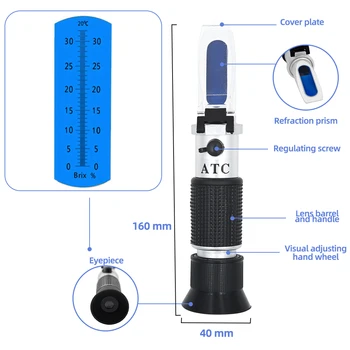 0~32% Brix Tester portabil Refractometru cu ATC Zahăr Zaharimetrul Metru de Struguri Dulceata de Conținut Măsură De Suc de Legume