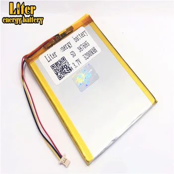 1.0 MM conector 3pin 3.7 V 387695 5200mah tablet pc de 7 inch litiu-polimer li-ion baterie reîncărcabilă acumulator lipo