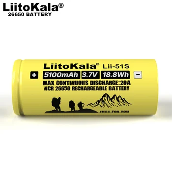 1-10BUC Liitokala LII-51S 26650 20A putere baterie reîncărcabilă litiu 26650A , 3.7 V 5100mA . Potrivit pentru lanterna