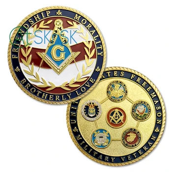 1-10buc Masonice Monede Statele Unite ale americii Francmason Moneda Militar Veteran de Suveniruri Prietenie Moralitate Dragoste Frățească
