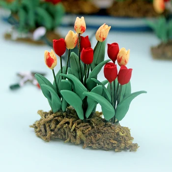 1/12 casă de Păpuși în Miniatură Accesorii Mini Lalele Narcise Morning Glory Simulare de Flori de Gradina Jucarii Model pentru Papusa Casa Decor