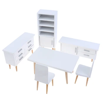 1:12 Miniaturi din Lemn, Mobilier casă de Păpuși Set pentru Păpuși Simulare Lemn Living Mobila Sufragerie Copii Pretinde Joc spațiu pentru servit masa