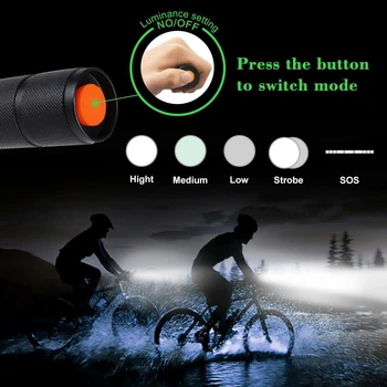 1/2/3-Pack Ultra Bright LED Lanterna T6/L2 rezistent la apa lanterna cu Zoom lanterna cu 5 moduri de comutare rezistent la apa lanterna