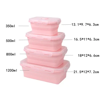 1/3/4Pc Silicon Pliere Bento Box Pliabil Portabil Cutie de Prânz pentru Alimente Cină Container pentru Alimente Castron Lunchbox Tacamuri Noi