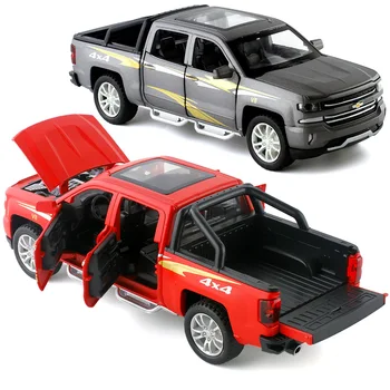 1:32 de simulare mare de aliaj model de masina,Chevrolet Solod preluare mașină de jucărie,6 ușa de simulare de sunet și lumină jucării pentru copii