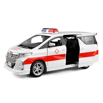 1:32 de simulare mare de Toyota Elfa van șase uși de afaceri ambulanță 120 de sunet și lumină trage înapoi aliaj model de masina mașină de jucărie