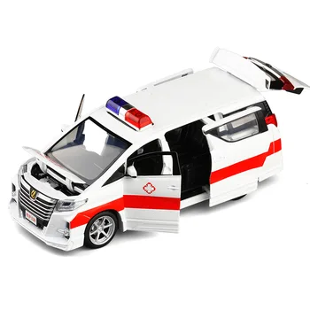 1:32 de simulare mare de Toyota Elfa van șase uși de afaceri ambulanță 120 de sunet și lumină trage înapoi aliaj model de masina mașină de jucărie