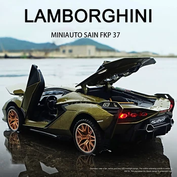 1:32 Lamborghini Sian Mașină De Turnat Sub Presiune Din Aliaj De Masina Sport Model Sunet Super Curse De Ridicare Coada De Metal Fierbinte De Roata De Masina Pentru Copii Cadouri