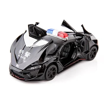1:32 LYKAN Hypersport Poliție Diecasts & Vehicule de Jucărie din Metal Model de Masina de Sunet de Lumină Mașină de Colecție, Jucării Pentru Copii, Cadou de Crăciun