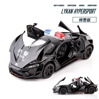 1:32 LYKAN Hypersport Poliție Diecasts & Vehicule de Jucărie din Metal Model de Masina de Sunet de Lumină Mașină de Colecție, Jucării Pentru Copii, Cadou de Crăciun
