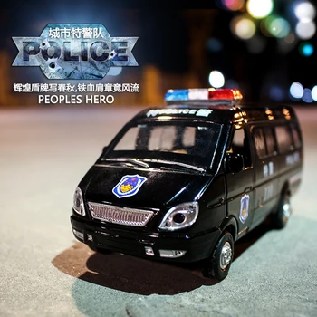 1/32 Scară turnat sub presiune ruseasca GAZ Gazel Poliție, Ambulanță Model de Masina Pentru Băieți Sau Copii Jucării Cu Muzica/Lumini/Trage Înapoi Funcția