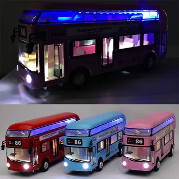 1:32 Sunet Și Lumină Aliaj Metalic Double-Decker Tur De Oras Londra Cu Autobuzul Trage Înapoi Mașina Copii Cadou De Craciun, Cu Semne Rutiere