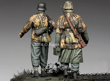 1/35 KG Hansen la Poteau Set #1, 2 cifre, Rasina Model Soldat GK, al doilea Război Mondial temă militară, Neasamblate și nevopsite kit
