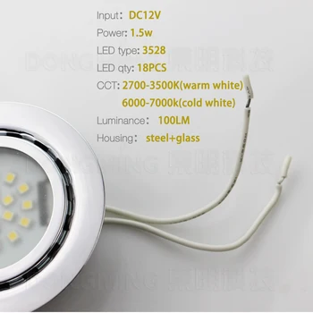 1.5 W 12V LED spot luminos încastrat reflectoarelor rece alb cald Oțel dulap de bucatarie dulap vitrină jos lampa
