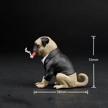 1/6 Minunat Pug Câine Cu Trabuc Modele Animale, Figurine De Acțiune Scenă Accesorii