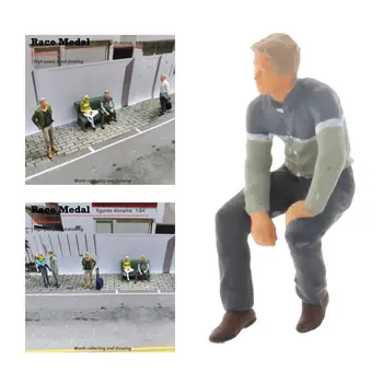 1:64 Model In Miniatura Poziția Așezat Figura Oameni Aspect Strada Masă Scenariu Grup De Copii Decor
