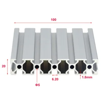 1 BUC 20100 Profil de Aluminiu Extrudare 100-800 mm Lungime Standard European Anodizat Liniar Feroviar pentru DIY CNC 3D Printer banc de lucru