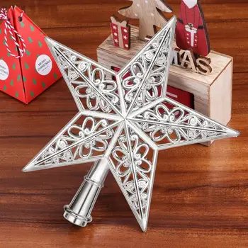 1 buc Adancit-Out Pom de Crăciun de Top Strălucire de Stele Strălucitoare Agățat de Copac Xmas Topper Ornamente Decor, Decor Acasă de Argint
