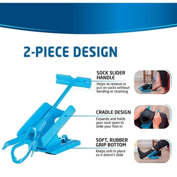 1 buc Albastru Ciorap Slider Ajutor Ușor de pe Ciorap Helper Kit Pantof de Dureri Fără de Îndoire încălțător de Pantofi pentru Sarcina Dressing Sida Instrumente