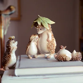 1 buc Animale Simpatice Figurine Decoratiuni de Gradina în aer liber Rășină Arici de Familie Miniaturi, Figurine de Gradina Statui