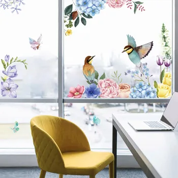 1 BUC Floare de Păsări de Sticlă 3D Autocolant Perete Adeziv Decal Frigider Autocolante Murale Living Dulap Toaletă, Baie Decor Dormitor