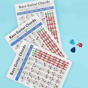 1 Buc Guitar Chord Chart Hârtie Cretată 4-string Bass Graficul Incepator Graficul Accesorii Practică Practică Chord Guitar Chord T7U3