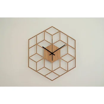 1 Buc Hexagon Lemn Ceas de Perete Europene Avansate Minimalist, Linii Geometrice Artistic Rafinat în Tăcere Ceas pentru Cafenea Acasă
