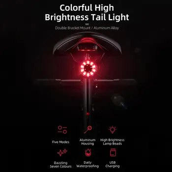 1 buc Lanterna Pentru Biciclete biciclete Biciclete de iluminare din Spate Auto Start/Stop de Frână de Detectare IPx65