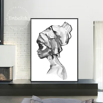 1 Buc Mână Draw Femeie Africană Imagini de dimensiuni Mari Pentru Living Modern Decor Acasă Postere HD Panza Picturi in Ulei pe Perete opera de Arta