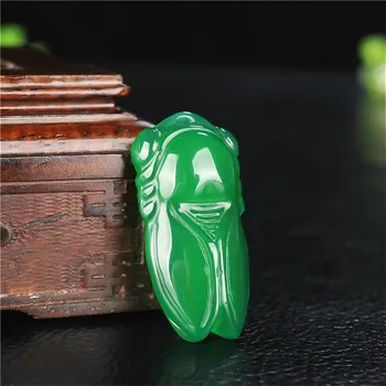 1 BUC Naturale Agat Verde Greier din Jad Pendnat Colier Calcedonie Sculptate Farmec Bijuterii de Moda Amuleta pentru Barbati Femei Norocos Cadouri