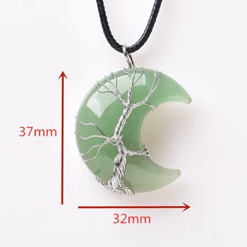 1 BUC Naturale Cristal Moda Pandantiv Tree Of Life Lună Forma de Piatra Pentru Bărbați Bijuterii Femei Minerale Bijuterii Piatră de Energie DIY Cadou