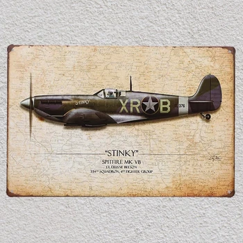 1 buc spitfire put aer avionul de război tabla Semn perete peștera Decor peștera Poster Art metal vintage