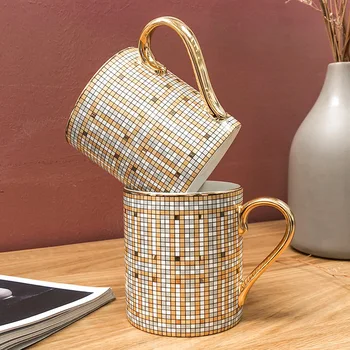 1 Bucata de Lux Nobil Design Mozaic Cani de Cafea Nordic Ins Fierbinte Aur, Pictura, Ceramica Cesti de Apa 350ml