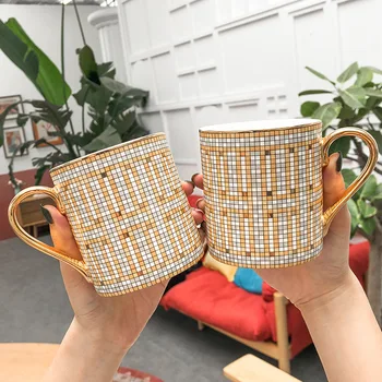 1 Bucata de Lux Nobil Design Mozaic Cani de Cafea Nordic Ins Fierbinte Aur, Pictura, Ceramica Cesti de Apa 350ml