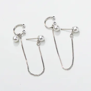 1 bucata pearl Ureche Bantă Clip Lanț Tassel Clip Pe Cercei pentru femeile de Culoare Argintie Coreea Bijuterii Noi Earcuff 202